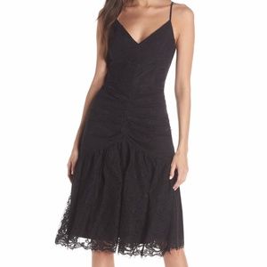 Harlyn Ruched front lace dress, Black, Small